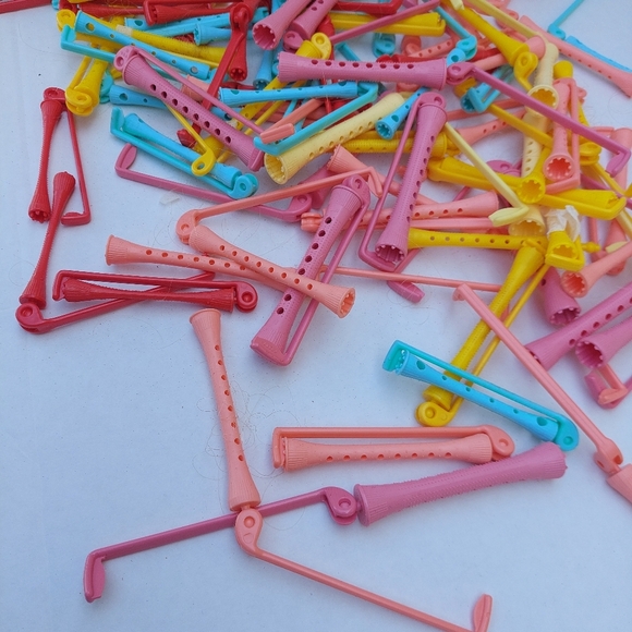 Colorful Vintage Hair Curlers Set ROLLERS Old School - Picture 4 of 4